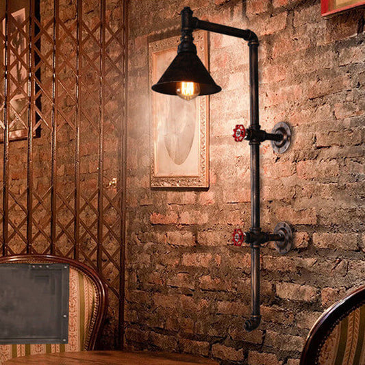 Iron Water Pipe Faucet Design 1-Light Wall Sconce Lamp