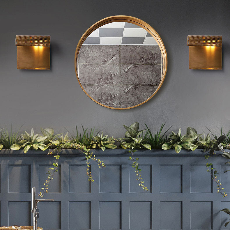 Rolled Edge Rectangle All Copper 1-Light Wall Sconce Lamp
