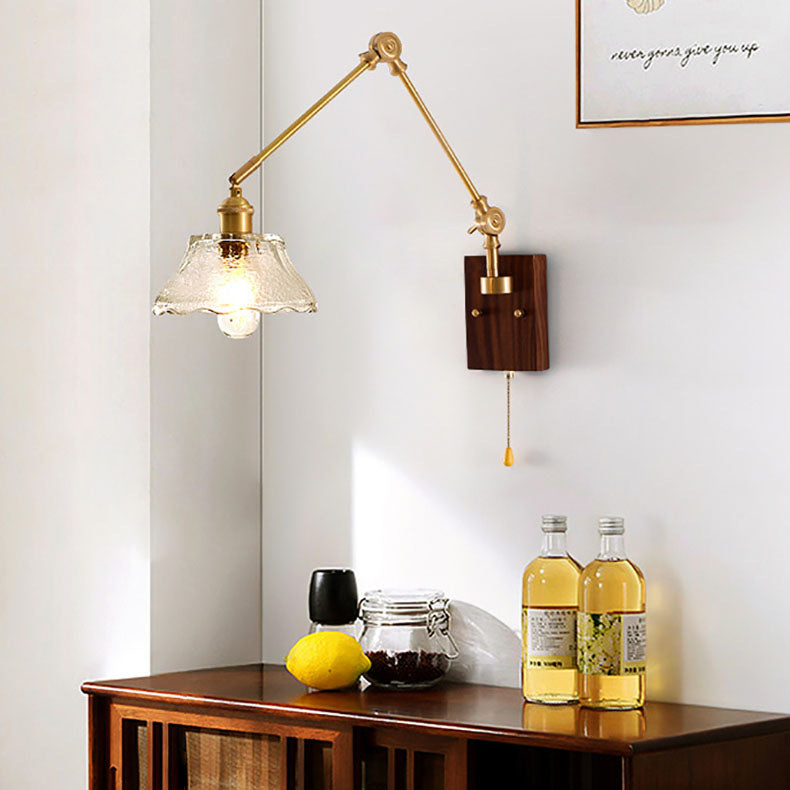 Japanese Ceramic Glass Round Shade 1-Light Wall Sconce Lamp