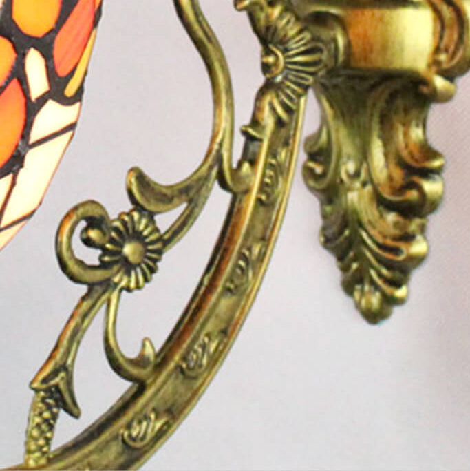 Tiffany Cup Iron Stained Glass 1-Light Wall Sconce Lamp