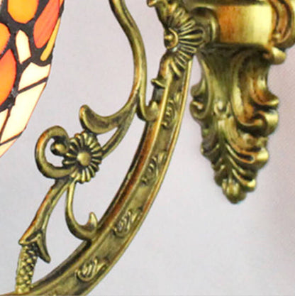 Tiffany Cup Iron Stained Glass 1-Light Wall Sconce Lamp