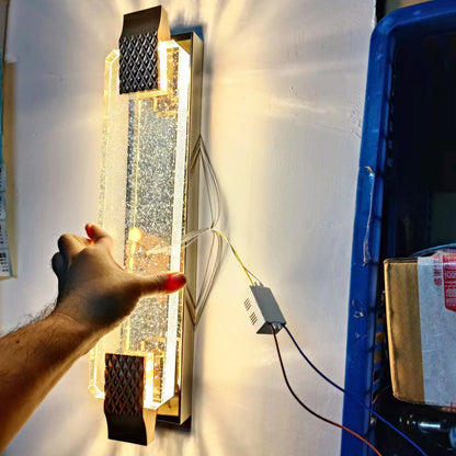 Rectangular Glass Stainless Steel LED Wall Sconce Lamp