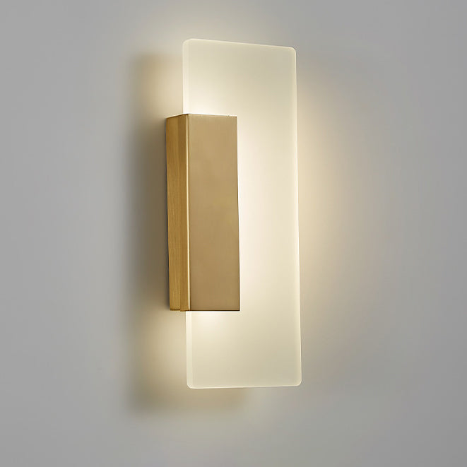 Luxury Full Copper Rectangular Acrylic LED Wall Sconce Lamp