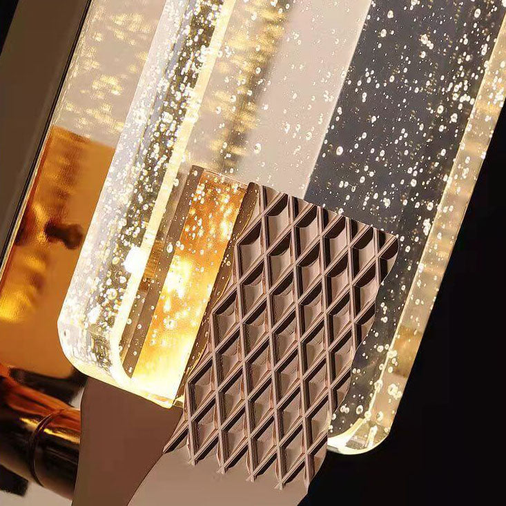 Light Gold Bubble Crystal Rectangular LED Wall Sconce Lamp