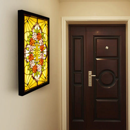 Tiffany Rose Pattern Mural Design LED Wall Sconce Lamp