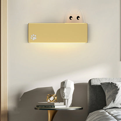 Simplicity Animal Cat Rectangular Iron LED Wall Sconce Lamp