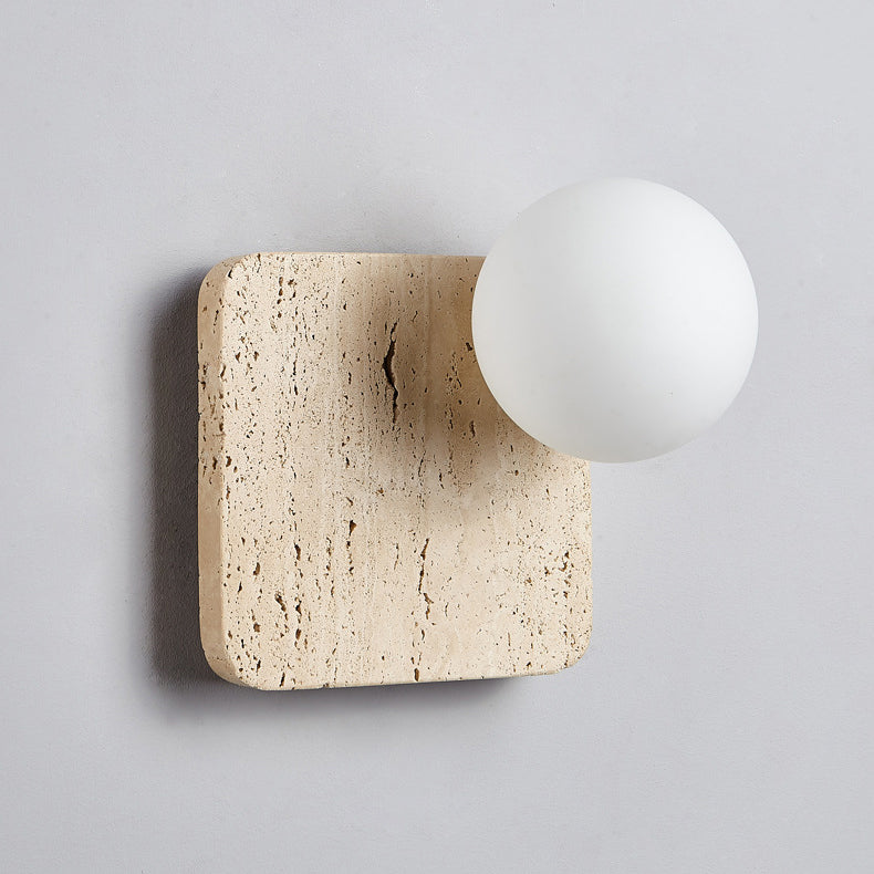Minimalist Square Stone Glass 1-Light Wall Sconce Lamp