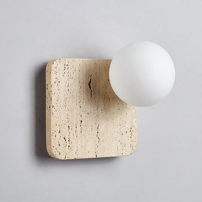 Minimalist Square Stone Glass 1-Light Wall Sconce Lamp