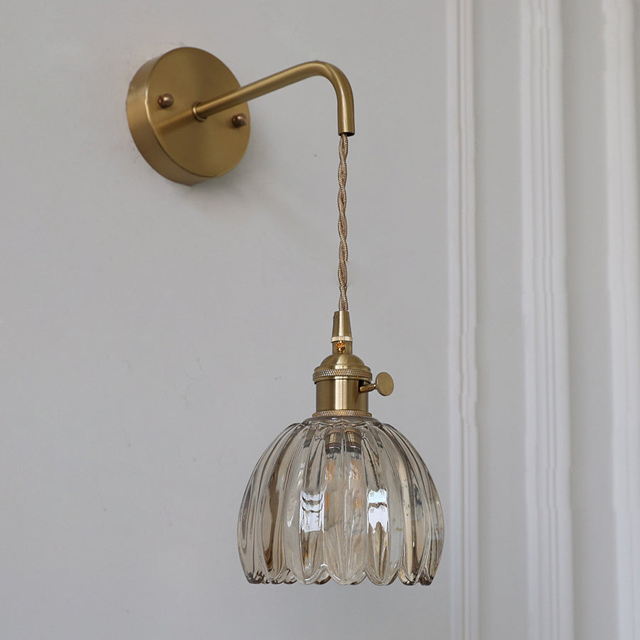 Art Deco Flower Bud Glass Shade 1-Light Wall Sconce Lamp