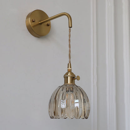 Art Deco Flower Bud Glass Shade 1-Light Wall Sconce Lamp