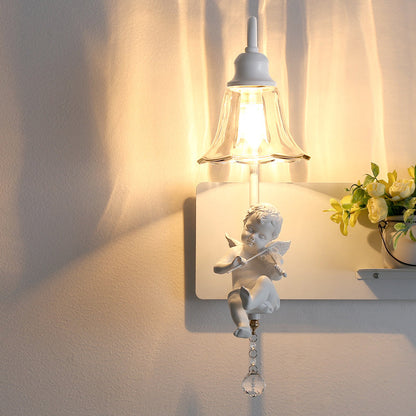 Creative Angel Petal Resin Glass 1/2 Light Wall Sconce Lamp