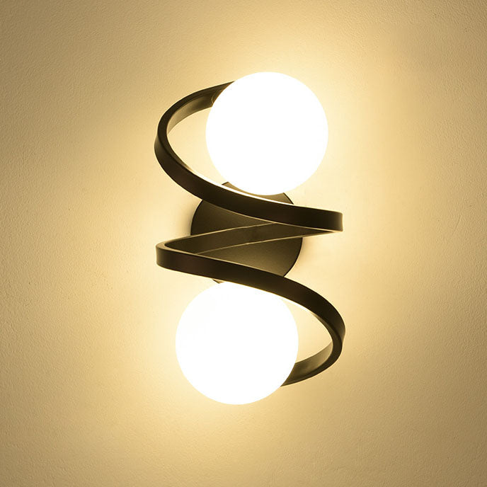 Minimalist Round Ball Iron Glass 2-Light Wall Sconce Lamp