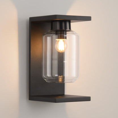 Waterproof Steel Cylinder Glass 1-Light Wall Sconce Lamp