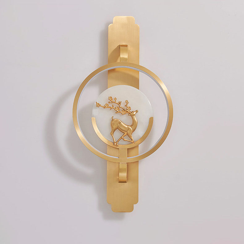 Transitional Round Fawn Copper Marble LED Wall Sconce Lamp