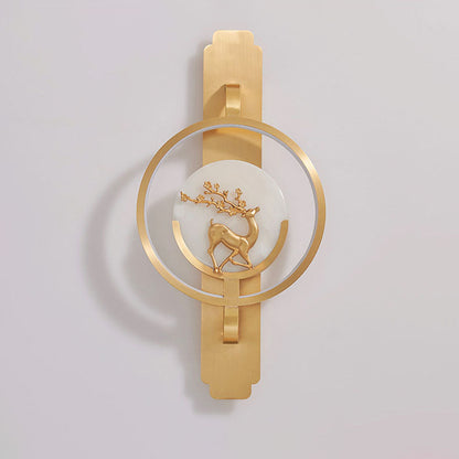 Transitional Round Fawn Copper Marble LED Wall Sconce Lamp