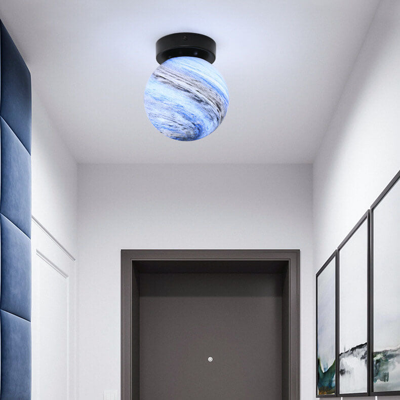 Creative Planet Glass Iron Orb 1-Light Wall Sconce Lamp