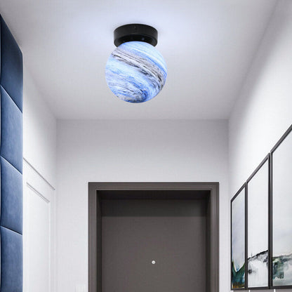 Creative Planet Glass Iron Orb 1-Light Wall Sconce Lamp