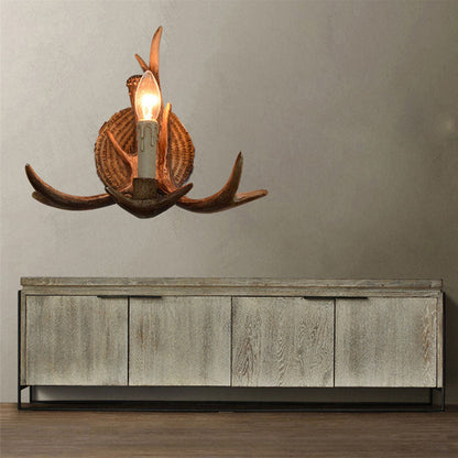 Traditional European Antler Resin 1-Light Wall Sconce Lamp