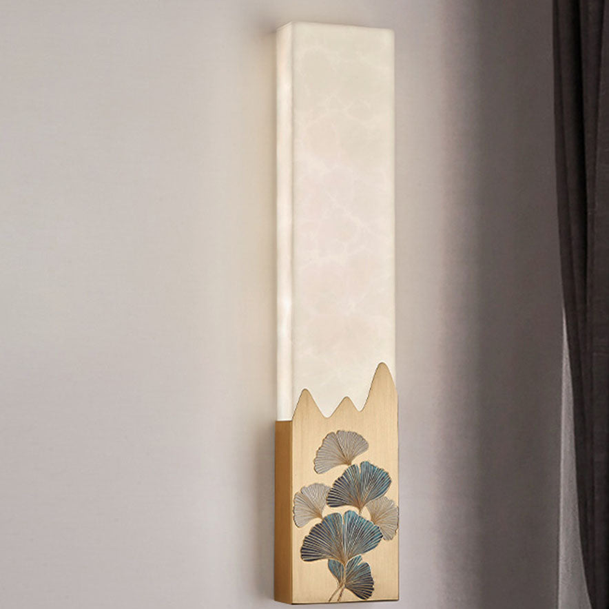 Chinese Marble All-Copper Rectangular LED Wall Sconce Lamp