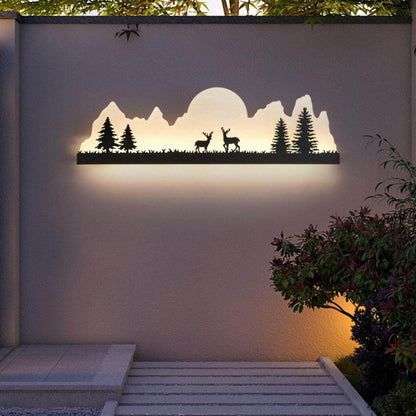 Chinese Landscape Painting Outside LED Wall Sconce Lamp