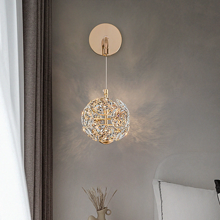 Crystal Round Shade Dandelion Design LED Wall Sconce Lamp