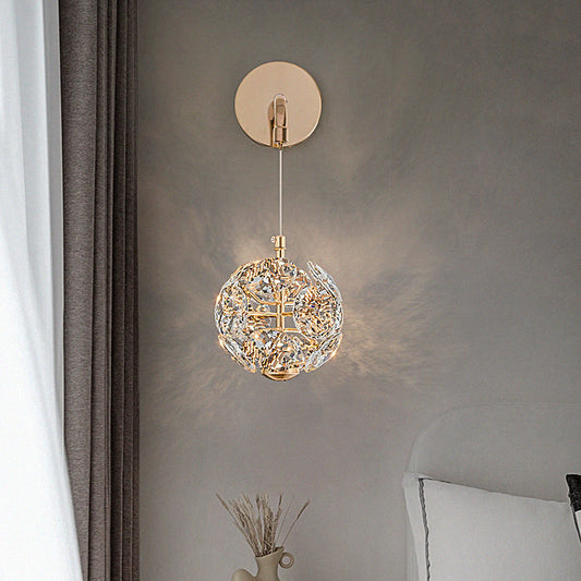 Crystal Round Shade Dandelion Design LED Wall Sconce Lamp