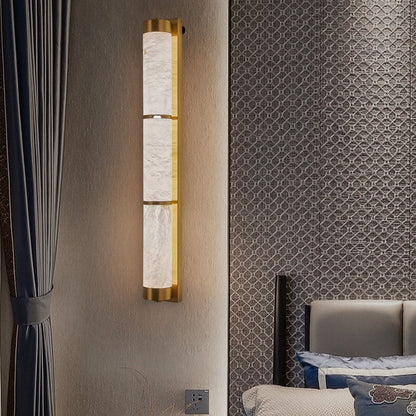 Light Luxury Full Copper Marble Column LED Wall Sconce Lamp