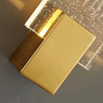 Minimalist Square Copper Crystal LED Wall Sconce Lamp