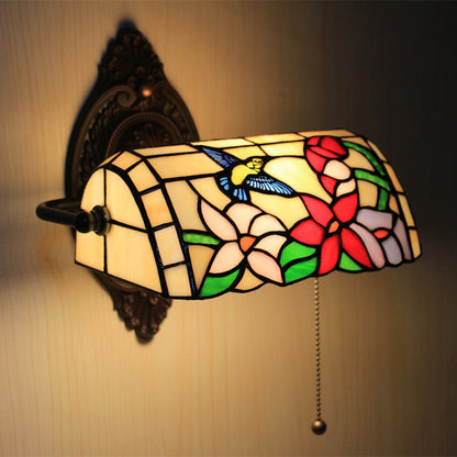 Tiffany Alloy Iron Stained Glass 1-Light Wall Sconce Lamp