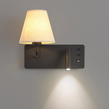 Simplicity Aluminum Fabric Cone 1-Light Wall Sconce Lamp