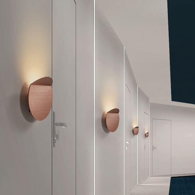 Danish Brushed Aluminum Folded Disc LED Wall Sconce Lamp