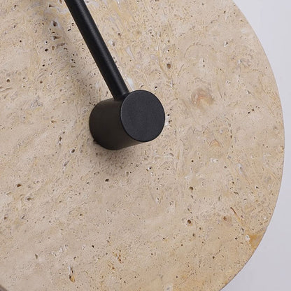 Geometric Circle Travertine Iron 2-Light Wall Sconce Lamp