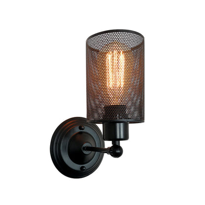 Farmhouse Iron Mesh Cylinder 1-Light Wall Sconce Lamp