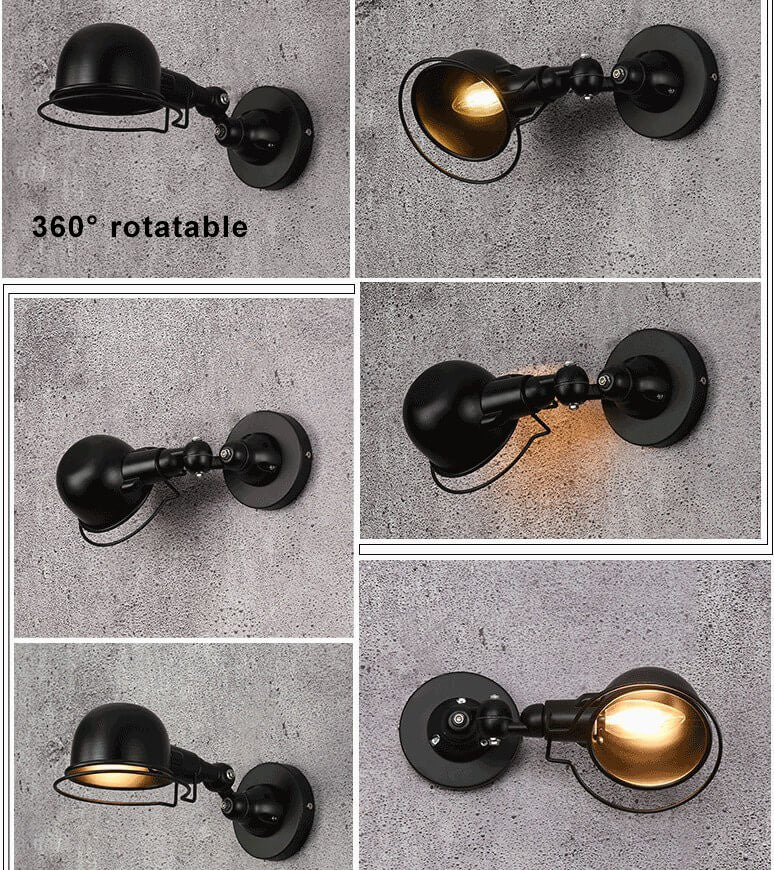 Iron Dome Shade Rotatable 1-Light Wall Sconce Lamp