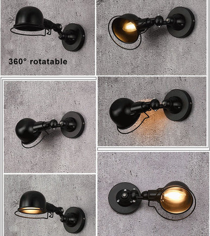 Iron Dome Shade Rotatable 1-Light Wall Sconce Lamp
