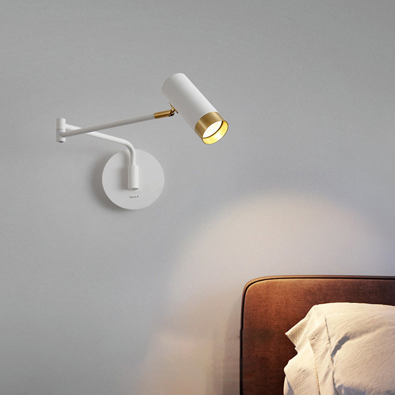 Cylinder Telescopic Swing Arm Iron 1-Light Wall Sconce Lamp