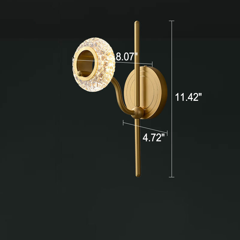 Light Luxury Brass Glass Circle 1/2 Light Wall Sconce Lamp
