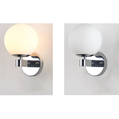 Minimal Round Head Iron Glass 1-Light Wall Sconce Lamp