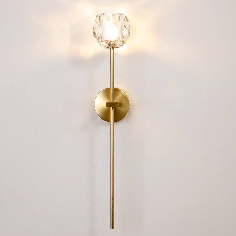 Mid-Century Iron Straight Pole 1-Light Wall Sconce Lamp