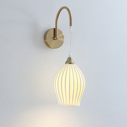 French Ball Ribbed Flower Bud 1-Light Wall Sconce Lamp