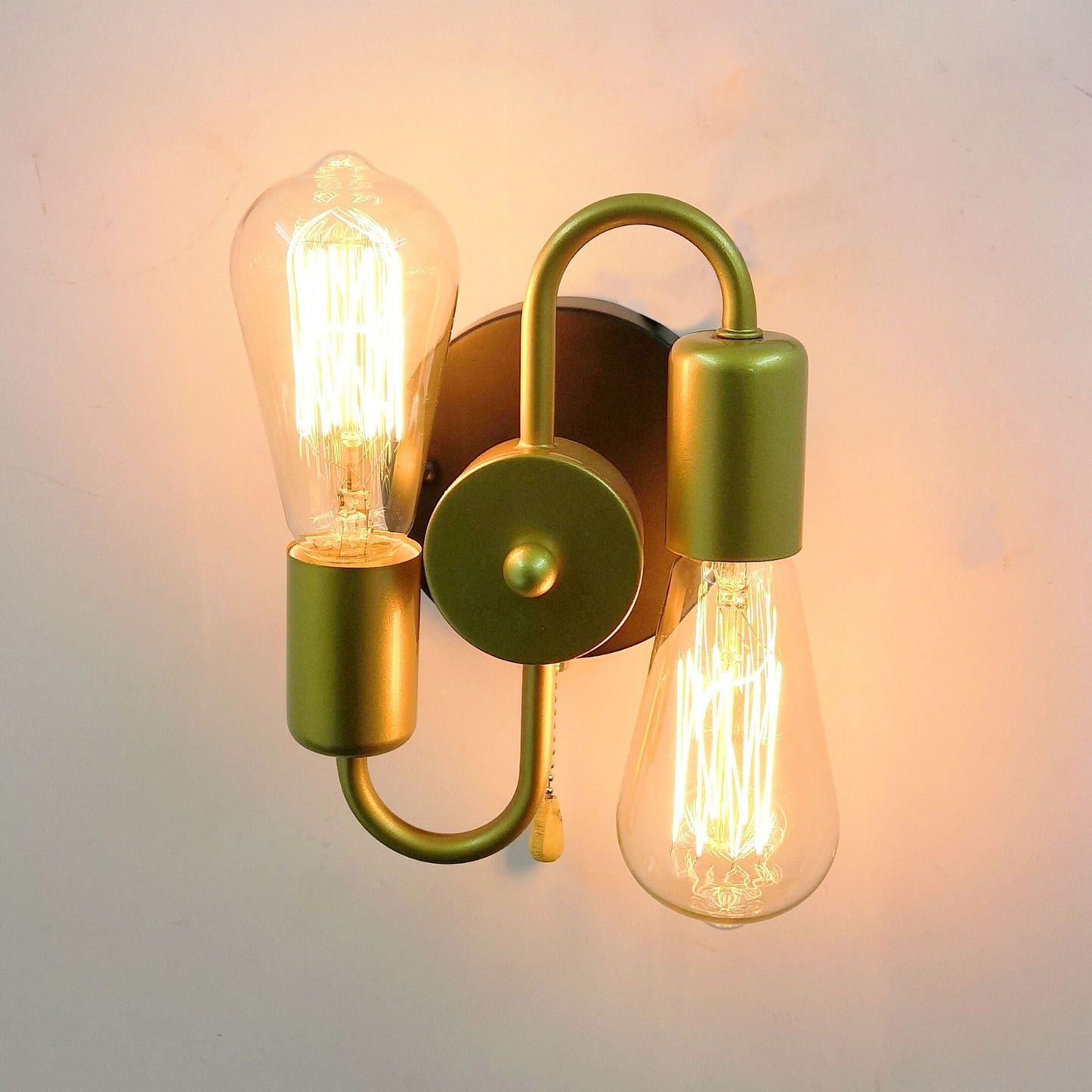 Industrial Iron Symmetrical 2-Light Wall Sconce Lamp