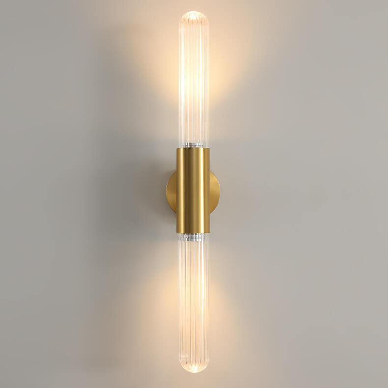 Light Long Gold Clear Copper Glass 1-Light Wall Sconce Lamp