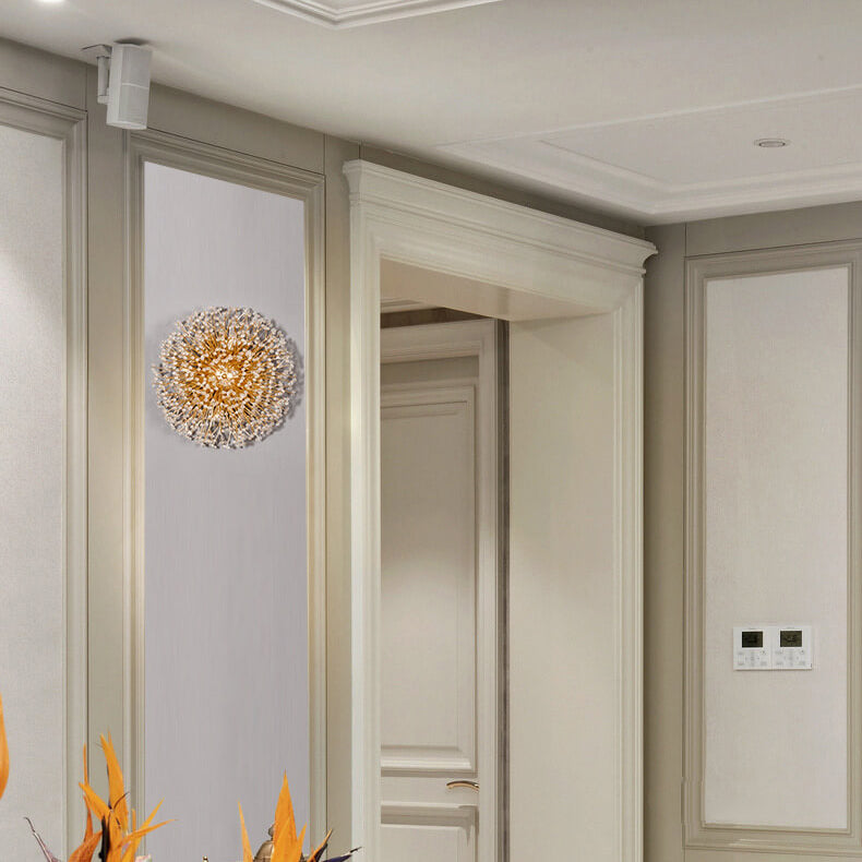 Luxury Crystal Dandelion Aluminum 4-Light Wall Sconce Lamp
