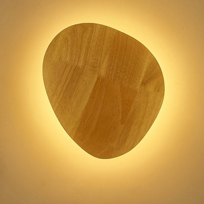 Minimalist Round Irregular Oval Wood LED Wall Sconce Lamp