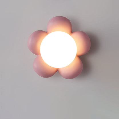 Macaron Ceramic Sunflower Glass 1-Light Wall Sconce Lamp