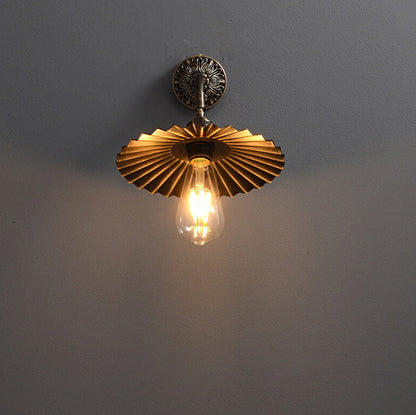 All Copper Round Pleats 1-Light Wall Sconce Lamp