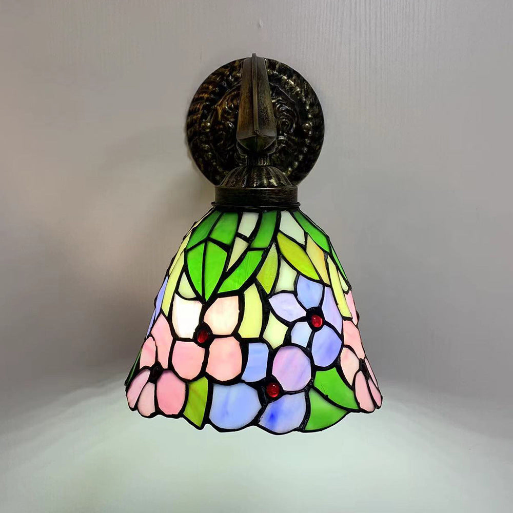 Tiffany Zinc Alloy Stained Glass 1-Light Wall Sconce Lamp