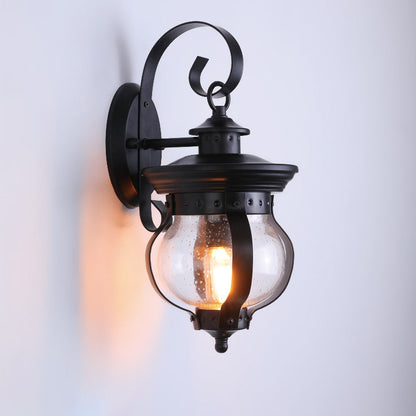 Iron Glass Gourd Shape 1-Light Waterproof Wall Sconce Lamp