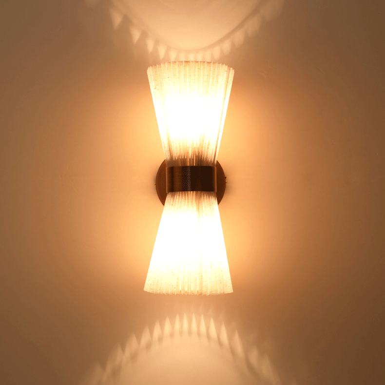 Minimalist Column Fabric Copper 2-Light Wall Sconce Lamp