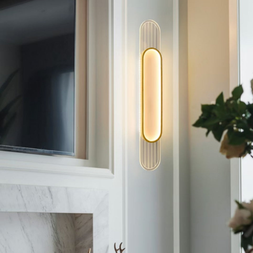Nordic Iron Acrylic Strip Elliptical LED Wall Sconce Lamp